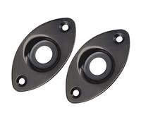 2x Oval Output Input Jack Socket Plate for Electric Guitar Bass Black