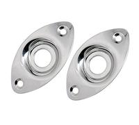 2x Oval Output Input Jack Socket Plate for Electric Guitar Bass Silver