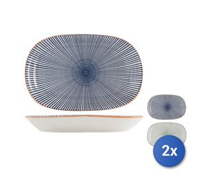 2X Oval Plates H&H Full Decoration Assorted Porcelain 20.5X30.5Cm