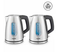 2x Pack Electric Kettle 1.7L 3000W Rapid Boil Stainless Steel Cordless Jug