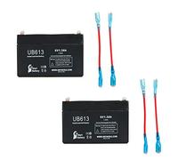 2x Pack - Replacement for POWERSONIC PS-612 Battery - Compatible UB613 Universal Sealed Lead Acid Battery (6V 1.3Ah 1300mAh F1 Terminal AGM SLA) - Includes 4 F1 to F2 Terminal Adapters