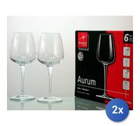 2X Packs 6 Glass Goblets Aurum White Wine Cl 35 Transparent Bormioli