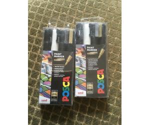 2x Packs Posca Paint Markers Pens Art Fine Tip Mono Colours PC-3M 4 Pack Gold