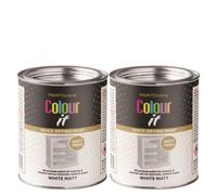 2X Paint Factory Colour It White Matt Paint Tin 300Ml