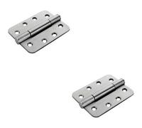 2X Pair 100 X 75 X 3mm Concealed 14 Bearing Hinge Satin Steel Rounded Edge