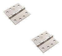 2x PAIR 102 x 102 x 3mm Ball Bearing Hinge Bright Stainless Steel Interior Door