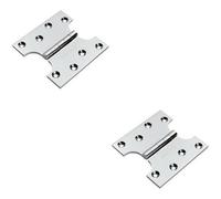 2x PAIR 102 x 102 x 4mm Parliament Door Hinge 180 Degree Opening Chrome