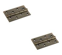 Loops 2x PAIR 102 x 67 x 4mm Brass Washered Butt Hinge Antique Brass Internal Door in Metallics Loops Metallics