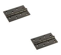 2x PAIR 102 x 67 x 4mm Brass Washered Butt Hinge Matt Bronze Internal Door Loops Metallics One Size