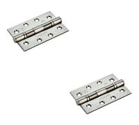 2x PAIR 102 x 68 x 2.2mm Ball Bearing Hinge Satin Steel Interior Door