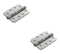 2x PAIR 102 x 76 x 3mm 13 Ball Bearing Hinge Satin Stainless Steel Rounded Edge