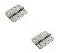 2x PAIR 102 x 76 x 3mm Ball Bearing Hinge Rounded Satin Steel Interior Door