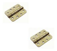 2x PAIR 102 x 76 x 3mm Ball Bearing Hinge Rounded Stainless Brass Interior Door