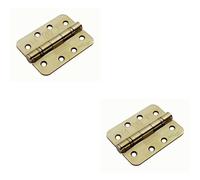 2x PAIR 102 x 76 x 3mm Ball Bearing Hinge Rounded Stainless Brass Interior Door
