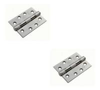 2x PAIR 102 x 76 x 3mm Ball Bearing Hinge Satin Stainless Steel Interior Door