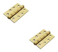 2x PAIR 102 x 76 x 3mm Ball Bearing Hinge Stainless Brass Interior Door