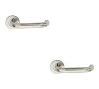 2x PAIR 19mm Round Bar Safety Handle on Round Rose Concealed Fix Polished Steel