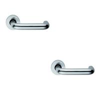 2X Pair 19mm Round Bar Safety Lever Concealed Fix Round Rose Polished Aluminium