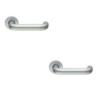 2x PAIR 19mm Round Bar Safety Lever on Round Rose Concealed Fix Satin Aluminium Loops Multi One Size