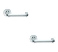 2X Pair 19mm Round Bar Safety Lever On Round Rose Dda Compliant Satin Aluminium