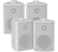 2x Pair 2 Way Compact Stereo Speakers 3" 60W 8Ohm White Wall Mounted Surround
