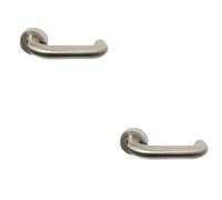 2X Pair 22mm Round Bar Safety Handle On Round Rose Concealed Fix Satin Steel