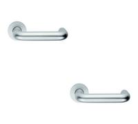 2X Pair 22mm Round Bar Safety Lever On Round Rose Dda Compliant Satin Aluminium