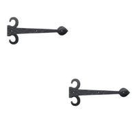 2X Pair 305mm Ornate Sword Hinge Front Black Antique Decorative Door Plate