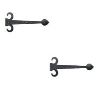 2X Pair 380mm Ornate Sword Hinge Front Black Antique Decorative Door Plate