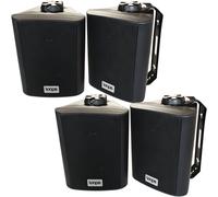 2x Pair 4" Outdoor Rated Black Stereo Wall Speakers 70W 8 Ohm IP55 Weatherproof