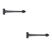 2x PAIR 430 x 102mm Ornate T Hinge Black Antique Internal Decorative Door Hinge Loops Black One Size