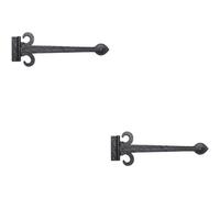 2x PAIR 457mm Ornate Sword T Hinge Black Antique Internal Decorative Door Hinge