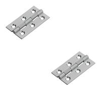 2x PAIR 50 x 28 x 1.5mm Cabinet Hinge Satin Chrome Small Cupboard Door