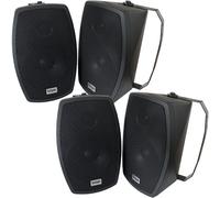 2x Pair 6.5" Outdoor Rated Weatherproof Black Wall Speakers 140W IP55