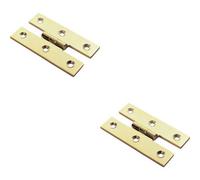 2X Pair 63 X 38 X 2mm H Pattern Cabinet Hinge Polished Brass Cupboard Door