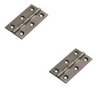 2x PAIR 64 x 35 x 2mm Cabinet Hinge Pewter Metal Small Cupboard Door