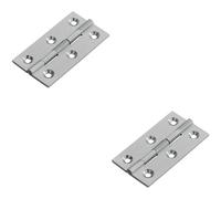 2x PAIR 64 x 35 x 2mm Cabinet Hinge Satin Chrome Small Cupboard Door