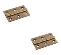 Loops 2x PAIR 76 x 50 x 2.5mm Brass Washered Butt Hinge Antique Bronze Internal Door in Metallics Loops Metallics