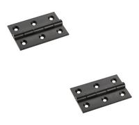 Loops 2x PAIR 76 x 50 x 2.5mm Brass Washered Butt Hinge Matt Black Internal Door Loops Black