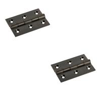 2x PAIR 76 x 50 x 2.5mm Brass Washered Butt Hinge Matt Bronze Internal Door Loops Metallics One Size