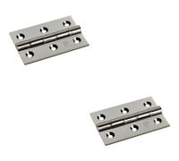 Loops 2x PAIR 76 x 50 x 2.5mm Brass Washered Butt Hinge Polished Nickel Internal Door in Metallics Loops Metallics