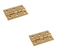 2x PAIR 76 x 50 x 2.5mm Brass Washered Butt Hinge Satin Brass Internal Door Loops Metallics One Size
