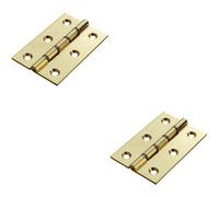 Loops 2x PAIR 76 x 50 x 2.5mm Double Steel Washered Butt Hinge Polished Brass Door in Metallics Loops Metallics