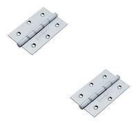 2X Pair 76 X 51 X 1.5mm Brass Washered Butt Hinge Bright Stainless Steel