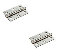 2x PAIR 76 x 51 x 2mm 7 Ball Bearing Hinge Satin Stainless Steel Interior Door