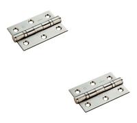 2x PAIR 76 x 51 x 2mm 7 Ball Bearing Hinge Satin Stainless Steel Interior Door