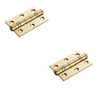 2x PAIR 76 x 51 x 2mm 7 Ball Bearing Hinge Stainless Brass Interior Door Loops Metallics One Size