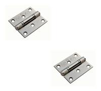 2x PAIR 76 x 67 x 2.5mm Ball Bearing Hinge Satin Stainless Steel Interior Door