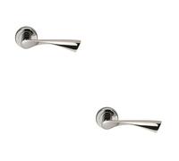 2x PAIR Angular Twisted Handle on Round Rose Concealed Fix Polished Chrome