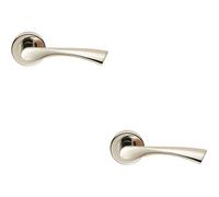 2x PAIR Angular Twisted Handle on Round Rose Concealed Fix Polished Nickel
